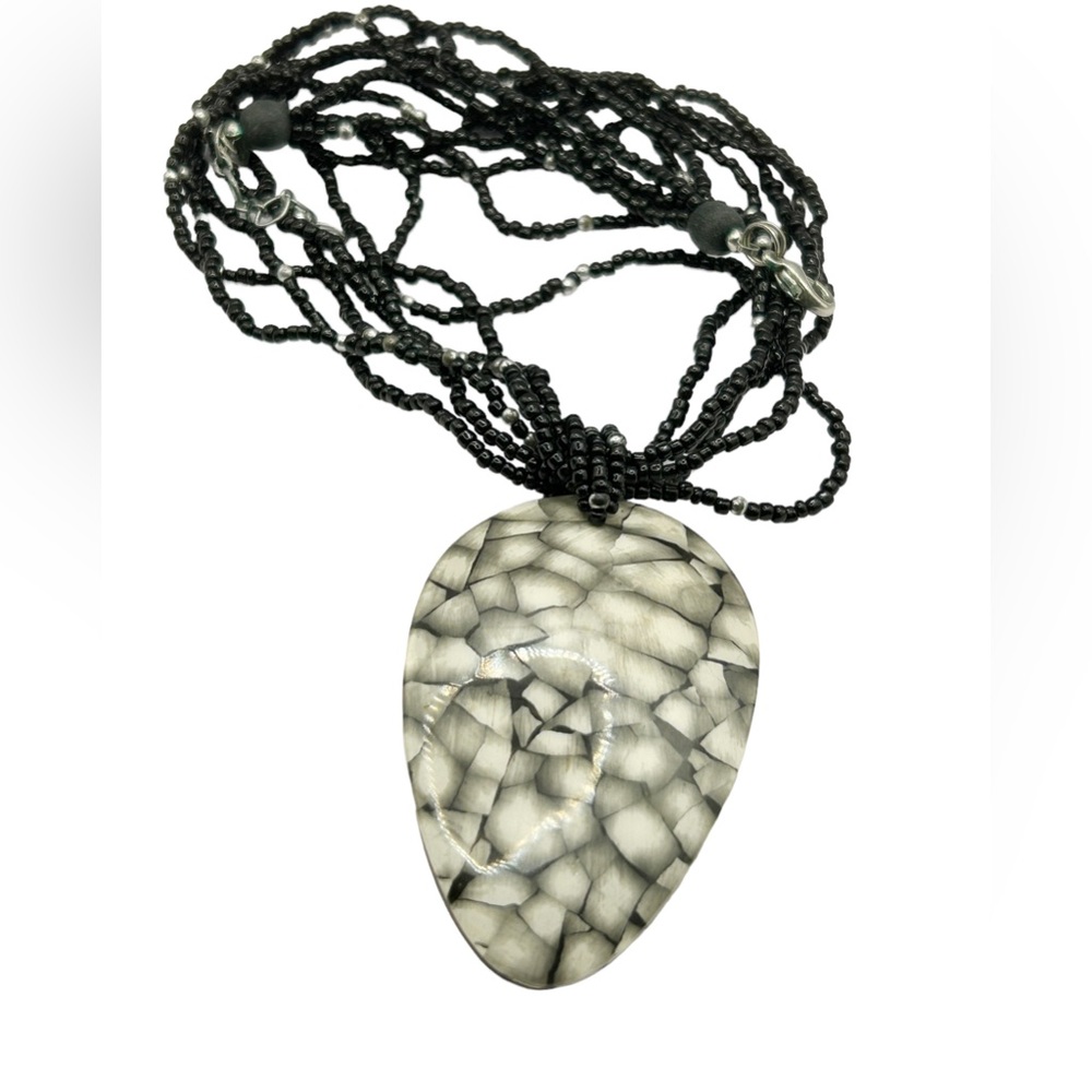 Black Crackle Stone Necklace